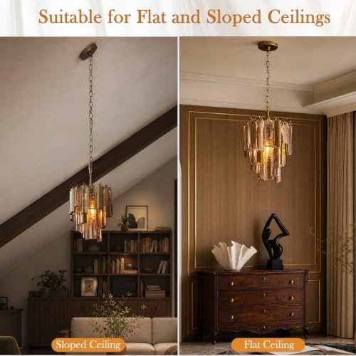 Glass Pendant Light, 10" Gold Modern 1-Light Pendant Lights Kitchen Island - Image 6