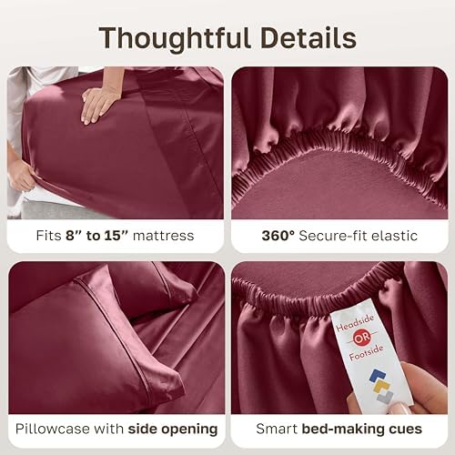 California Design Den Soft 100% Cotton Sateen Twin XL Bedsheets, 3 Pcs Set - Image 4