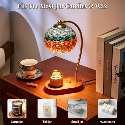 Turkish Mosaic Candle Warmer Lamp, Tiffany Style Wax Melt Warmer,Multicolor - Image 4