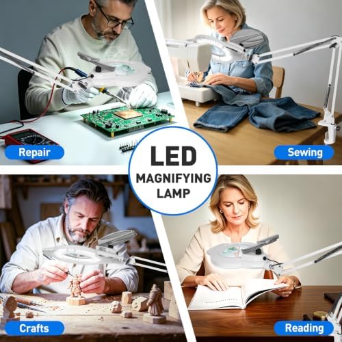 KIRKAS LED Magnifying Lamp with Clamp, 2,200 Lumens Dimmable 28in 12X 30X - Image 6