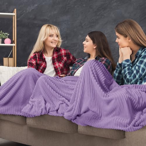 Buryeah 12 Pcs Flannel Blankets Bulk,Fall Outdoor Wedding, Pale Purple - Image 4