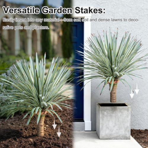 Artificial Agave Plant Fake Agave Planters for Indoor Outdoor Faux Agave Plants Real Touch Realistic Greenery for Home Living Room Office Garden Front Porch Patio (26inch 180Leaves-2 Pcs Yellow) - Image 5
