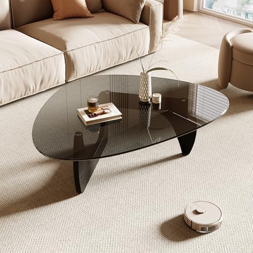 Honyee Morden Coffee Table, 42.5" x 28.5" x 16.1" Triangle Tempered Glass Top for Living Room, Color: Black by Honyee