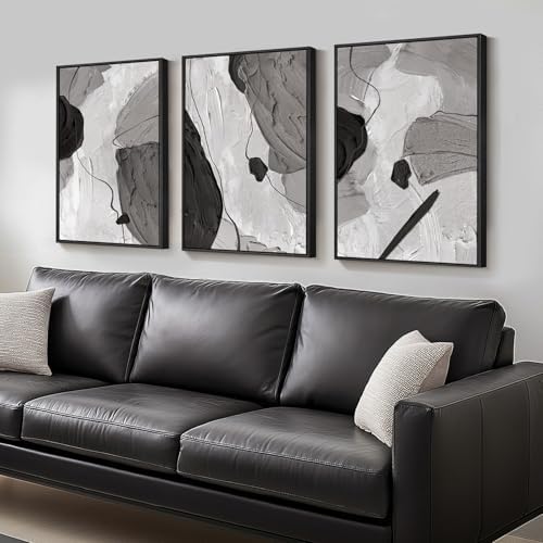 Large Framed Black and White Abstract Wall Art for Living Room, 20x30 Inch by Cuspin