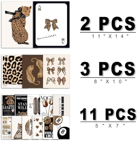ANERZA 16 PCS Stockholm Style Room Decor, Cheetah Print Leopard Gallery Wall Art Prints Set for Bedroom, Preppy Posters for Living Room Aesthetic, Trendy Collage Kit Pictures, Funky Dorm Home Decor - Image 2