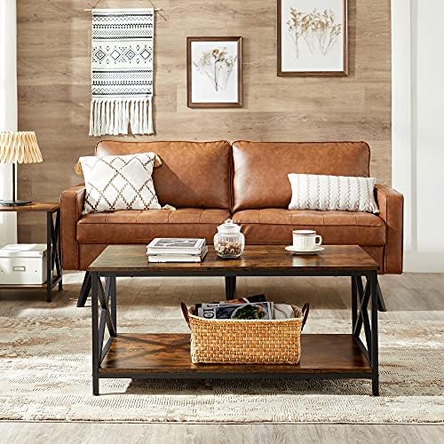 VASAGLE Coffee Table with Storage Shelf, 39.4 x 21.7 x 17.7 Inches - Image 2