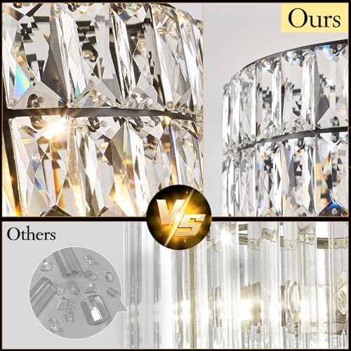 CATINER Black Crystal Chandelier 20" 6-Light Modern Semi Flush Pendant - Image 4