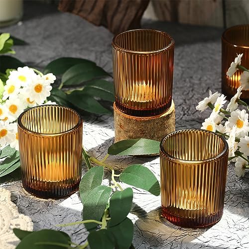 Votive Candle Holders, 24 Pack Amber Candle Holders for Christmas - Image 4