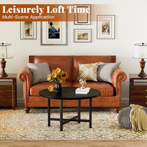 Coffee Table, 23.6" Small Coffee Tables, Black Round Coffee Table - Image 6