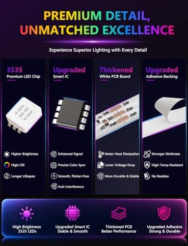 MFWW 130ft RGB+IC LED Strip Lights, LED Lights for Bedroom, Smart Control - Image 2