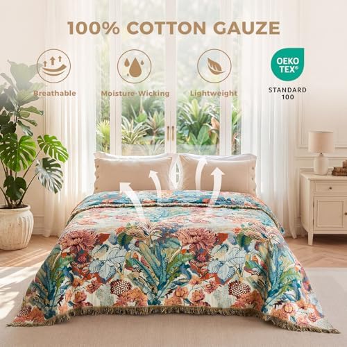 LUTBM Boho Throw Blanket for Couch 50"x60", Cotton Decorative Bed Throw - Image 2