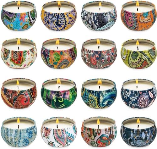 YOROXRG Set 16 Pack Scented Candles Gifts Soy Wax Travel Tin Jar Candles for Home 2.5 OZ Scented Candles for Mom for Christmas, Birthday, Thanksgiving, Mother's Day… by YOROXRG