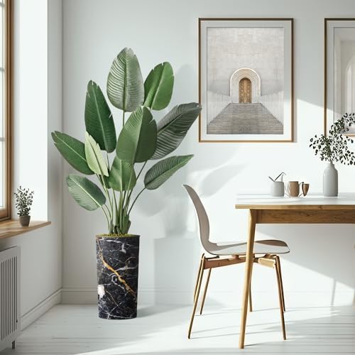 Artificial Tree in Modern Granite Effect Planter, Fake Bird of Paradise Silk Trees for Indoor and Outdoor Home Decoration - 67" Overall Tall (Plant Pot Plus Tree) - Image 6