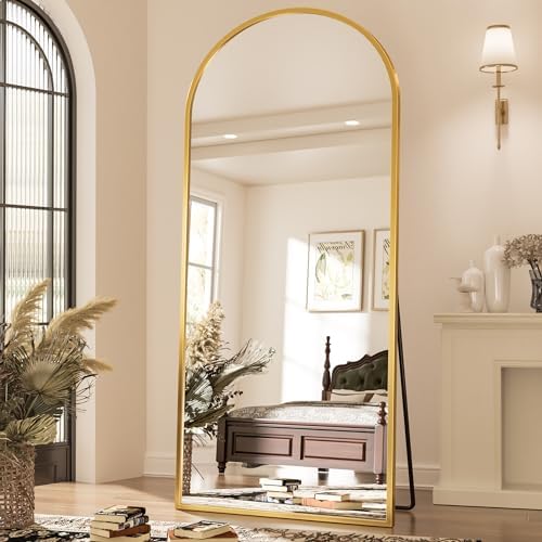 Antok 71" x28” Arched Full Length Mirror with Stand, Floor Mirror, Gold - Image 2