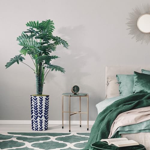 Artificial Tree in Modern Pattern Planter, Fake Philodendron Tree Silk Tree for Indoor and Outdoor Home Decoration - 70" Overall Tall (Plant Pot Plus Tree) - Image 5