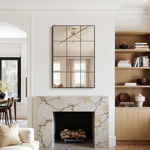 Window Pane Mirror for Wall Decor, 24" x 36" Decorative Mirror, Black - Image 6