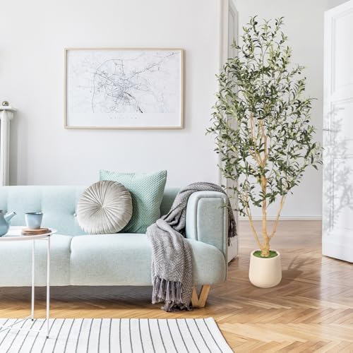 FEELEAD Faux Olive Tree 7ft with Planter for Living Room Home Indoor Decor - Image 5