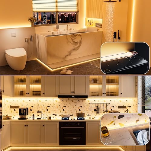 PAUTIX COB LED Strip Light CCT Tunable White IP65 Waterproof,CRI90+ 16.4ft/5m 2700K-6500K Dimmable 24V LED Tape Light,for Under Cabinet Bedroom Kitchen DIY Lighting(Adapter&Controller NOT Included) - Image 6