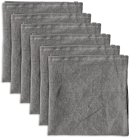 100% Pure Linen Dinner Cloth Napkins 15 x 15 Inch Taupe Grey - Set of 6 Pack European Flax Natural Fabric Washable for Home and Kitchen by LinendoHOME