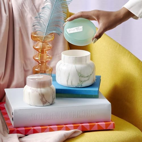 Capri Blue Modern Marble Jar Candles - Luxury Candles for Home Scented - Long Lasting Soy Wax Blend - (Aloha Orchid, 19 oz) - Image 6