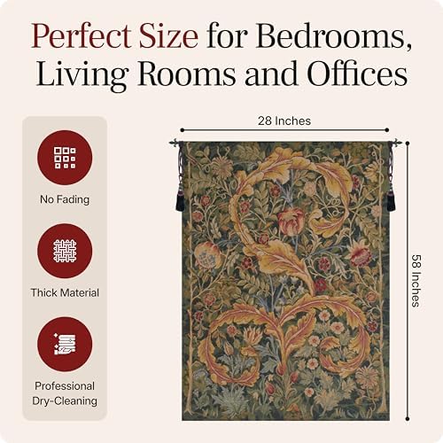 William Morris Acanthe Brown Medium Tapestry Wall Hanging 58 x 28 in - Image 2
