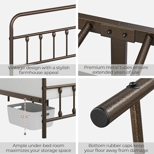 Yaheetech Twin Metal Platform Bed Frame, Victorian Headboard & Footboard - Image 5