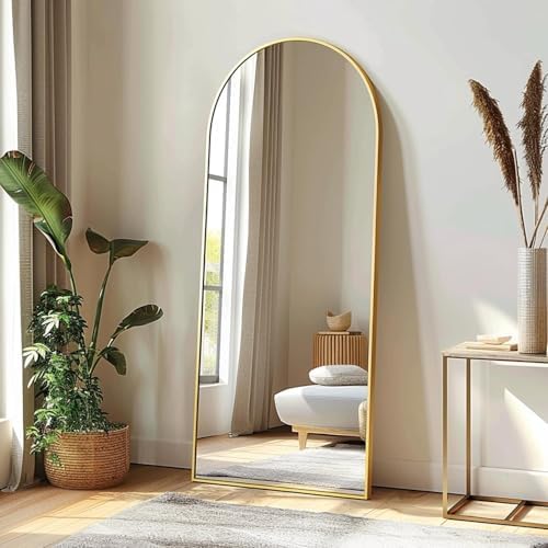 Dewfig Arched Full Length Mirror, 57"X20" Large Full Body Mirror, Gold - Image 4