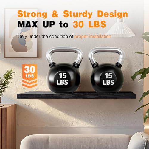 BAYKA Black Floating Shelves 35.4in, Set of 2, Wall Mounted for Wall Decor - Image 5