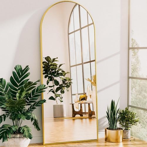 Antok 58" x21” Arched Full Length Mirror with Stand, Floor Mirror, Gold by AntokMirror