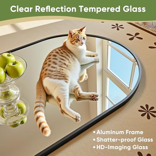 Oversized Floor Mirror, 71"x32" Arched Full Length Mirror, Black - Image 4