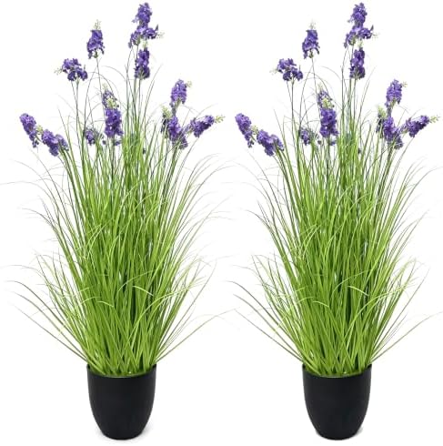 Artificial Hyacinth Plants, 3 Ft Tall, 2 Pack, Potted Faux Flowers, Purple by Unknown