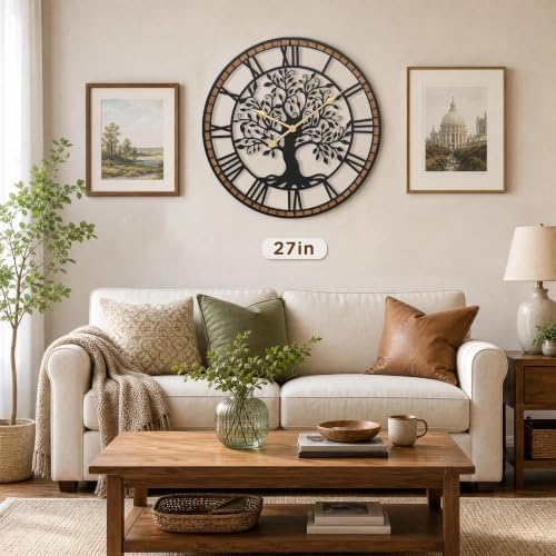Micasso Large Wall Clock Decorative: 27 Inch Tree of Life Battery Operated - Image 3