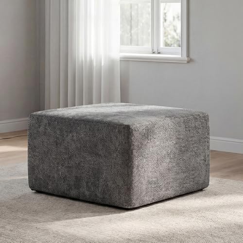 MONVANE 27.5" Square Ottoman, Modular Foot Rest, Grey by MONVANE