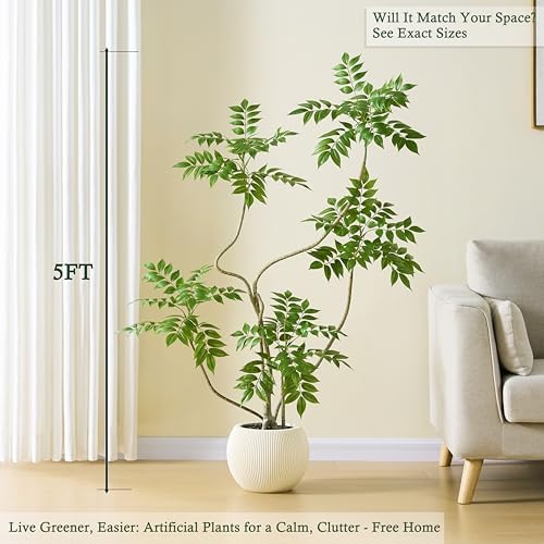 Artificial Sumac Tree: 5FT Faux Mahonia Fortunei Tree Fake Plants - Image 2