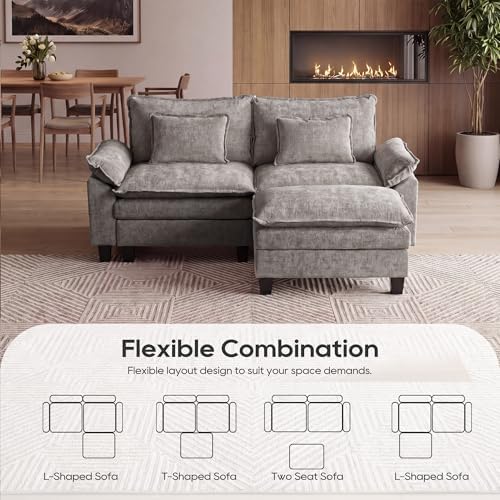 URRED Oversized Modular Sectional Sofa，Gray：87" L Shaped - Image 4
