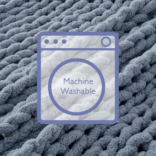 Bigacogo Chunky Knit Throw Blanket for Couch, 40x80 inches, Cold Sea Blue - Image 7