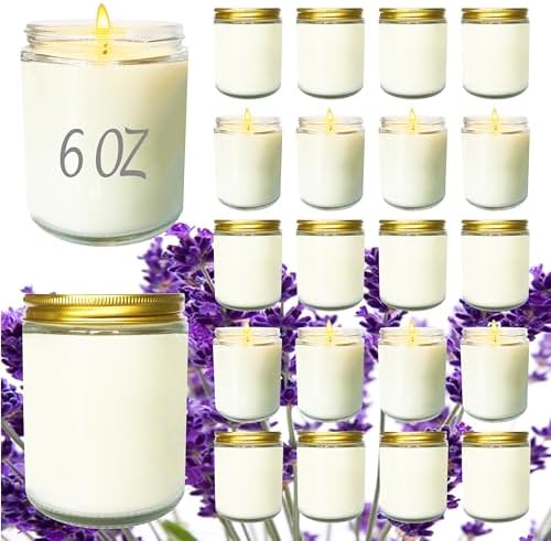 24 Pcs 6 Oz Lavender Scented Soy Candles Set,Mason jar Bulk Candles for Gifts,Aromatherapy Candle,Great Stress Relieving Scented Candle for Girls as a Gift for Birthdays, Weddings and More! by Veiuwa