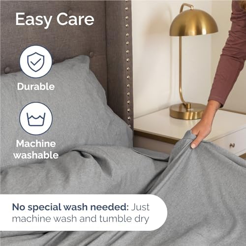 Full Size 4 Piece Sheet Set - Breathable & Cooling Sheets - Heathered Grey - Image 6