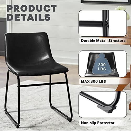 Waleaf Dining Chairs Set of 2, 18" Faux Leather Counter Height Bar Stools - Image 4