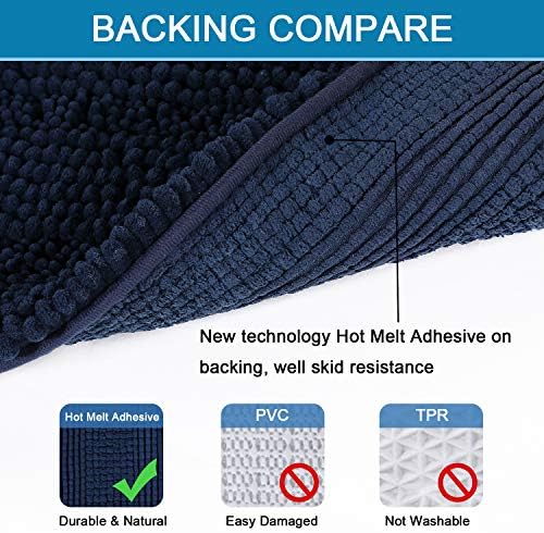 H.VERSAILTEX Bathroom Rugs Bath Mat Runner Rug Non Slip Kitchen Rug Extra Long Bath Rug Runners Oversized 59" x 20" Absorbent Washable Dry Fast Plush Area Rug for Bathroom/Bedroom - Navy - Image 4