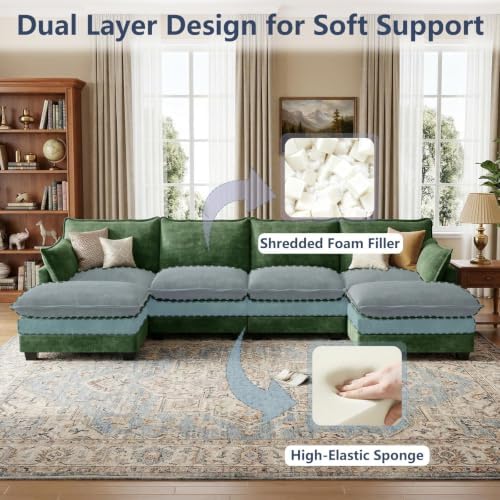 U Shaped Modular Sectional Couch, Comfy Sofa for Living Room - Image 4