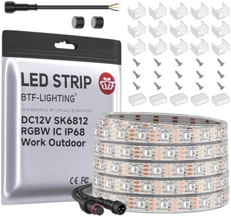 BTF-LIGHTING RGB+Natural White SK6812 LED Strip 16.4FT 300LED DC12V IP68 by BTF-LIGHTING