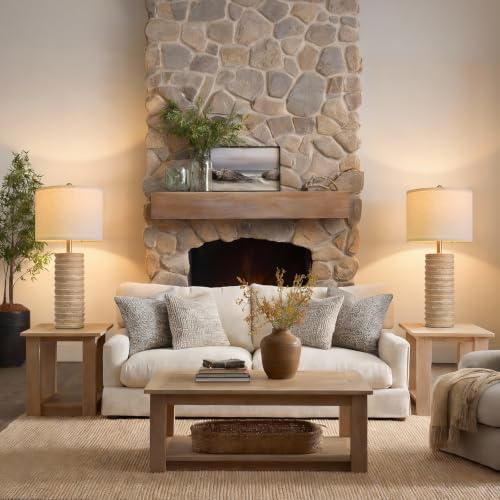 PoKat 27'' Farmhouse Table Lamps Set of 2 for Living Room, Stone-Like - Image 3