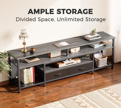 Huuger 63 Inch LED TV Stand with Power Outlets for 65 70 Inch TV - Image 4