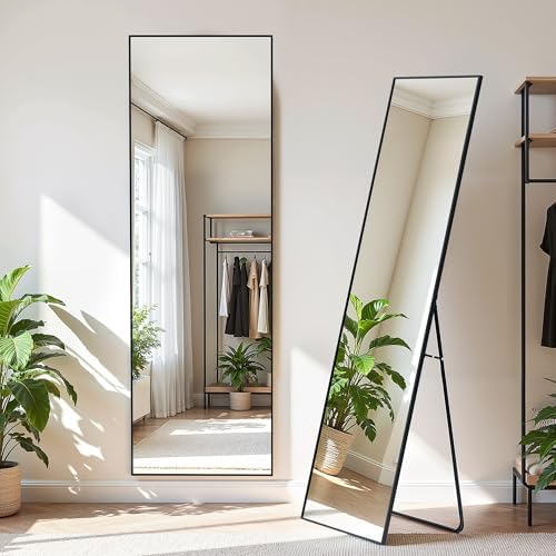 Simple Deluxe Full Length Mirror, 64"×21" Large Floor Mirrors, for Wall Door Bedroom Bathroom Living Room (Black) - Image 3