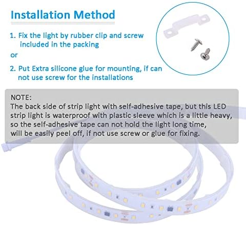 120V Dimmable LED Strip Light 5000K Day White, Dimming by Wall Dimmer, No Need LED Driver, Waterproof IP65, 16.4FT Flexible Under Cabinet Cove Accent Light - Image 6