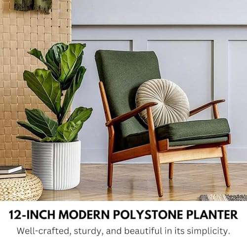 Fox & Fern Large Planter for Indoor or Outdoor, White Matte, 12 Inch - Image 2