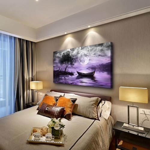 hyidecorart Large Wall Art For Living Room Canvas Wall Decor For Bedroom Office Decoration Black And White Wall Paintings Purple Scenery Abstract Pictures Canvas Prints Artwork Home Decor 48" x 24" - Image 6