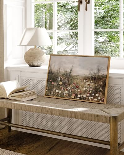 InSimSea Framed Wall Art Vintage Decor, Wildflower Field Flowers, 16x24In - Image 2
