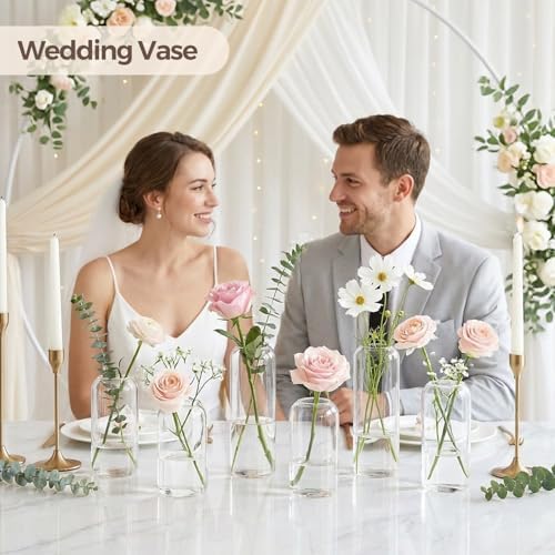 ComSaf Glass Bud Vases in Bulk, Clear Small Flower Vases, Set of 15 - Image 5